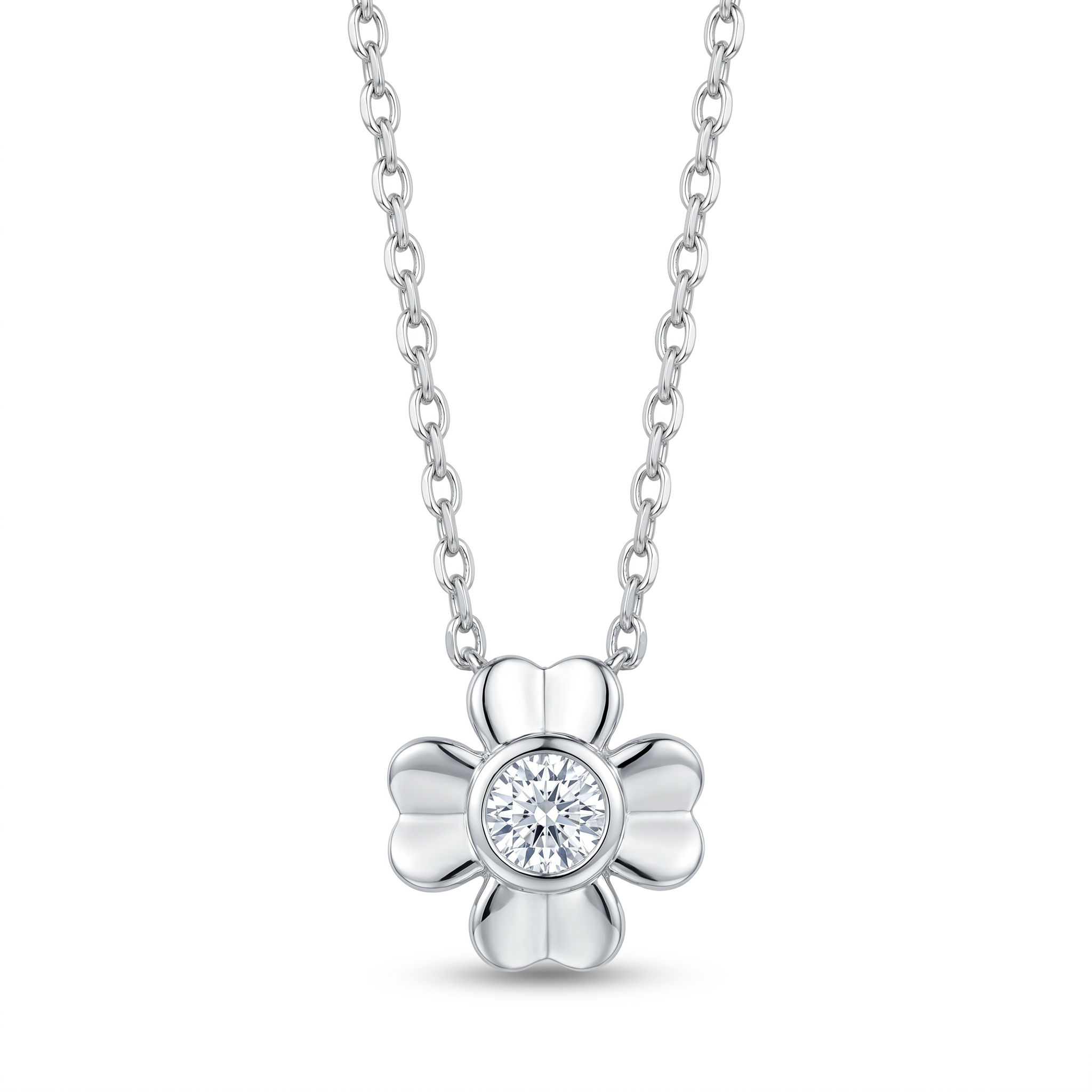 Diamond White Gold Clover Necklace