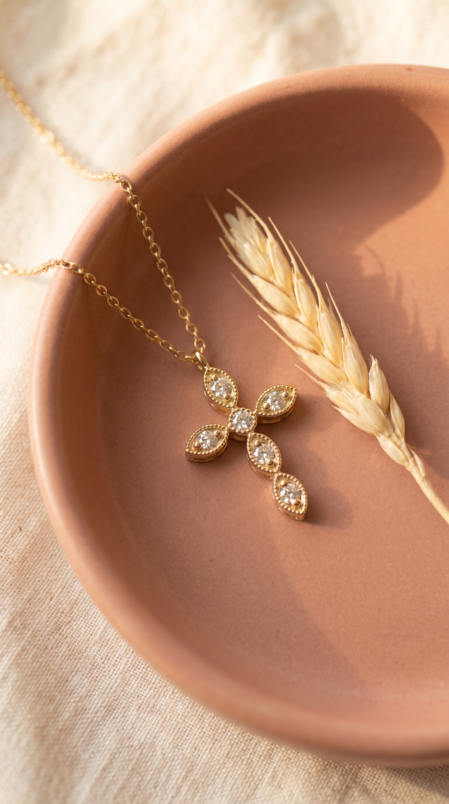 Diamond Yellow Gold Cross Necklace