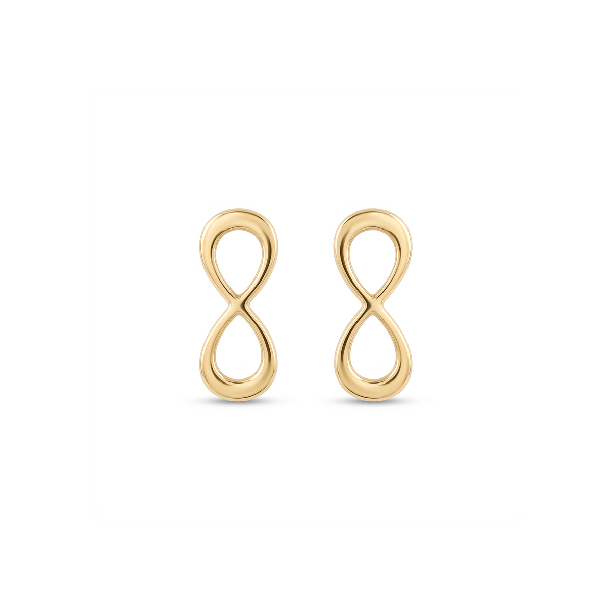 18K Yellow Gold Infinity Stud Earring