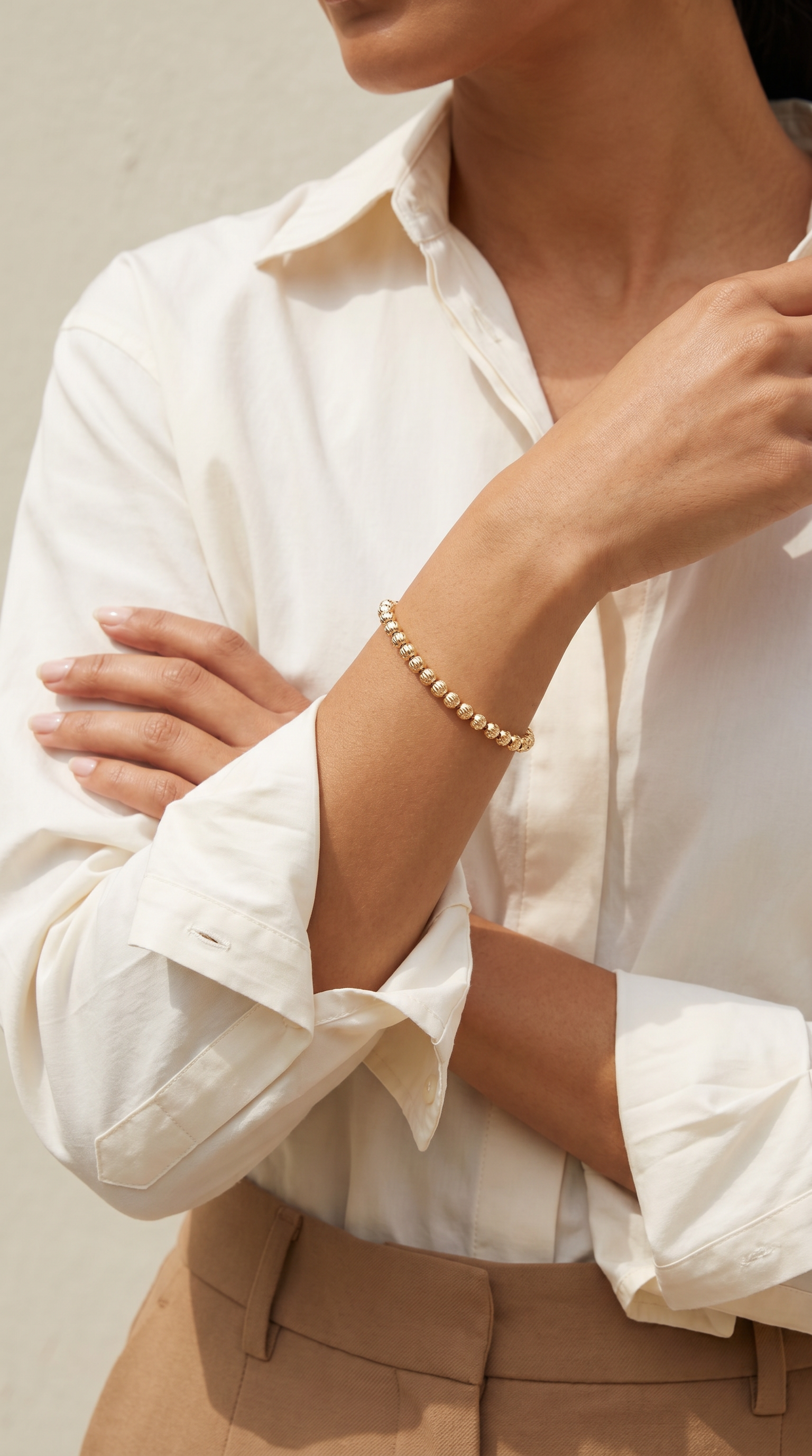 18K Yellow Gold Beaded Bracelet