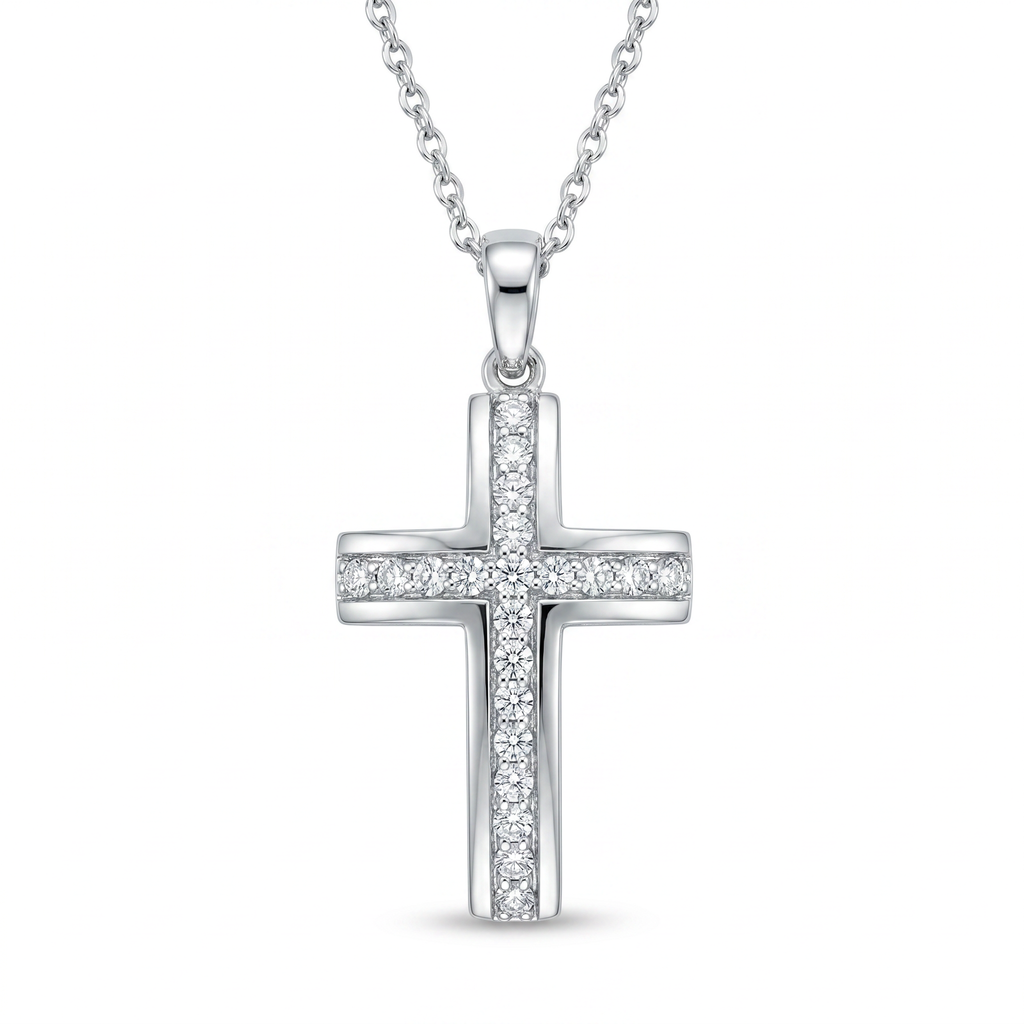 Diamond White Gold Cross Necklace