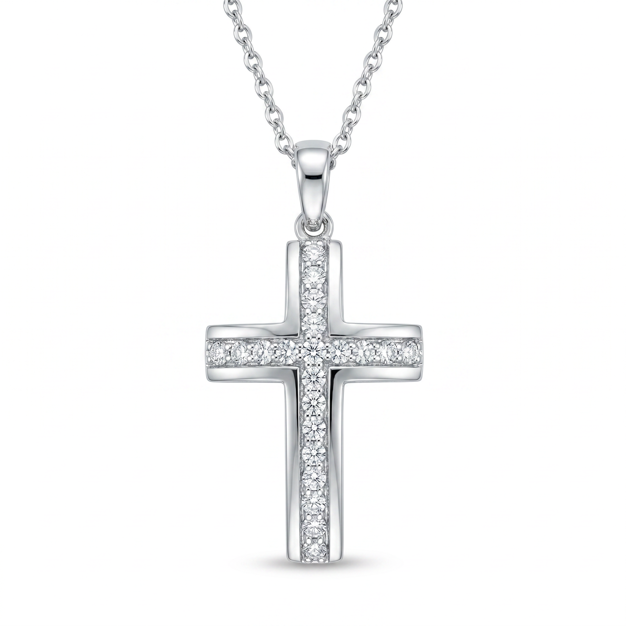 Diamond White Gold Cross Necklace