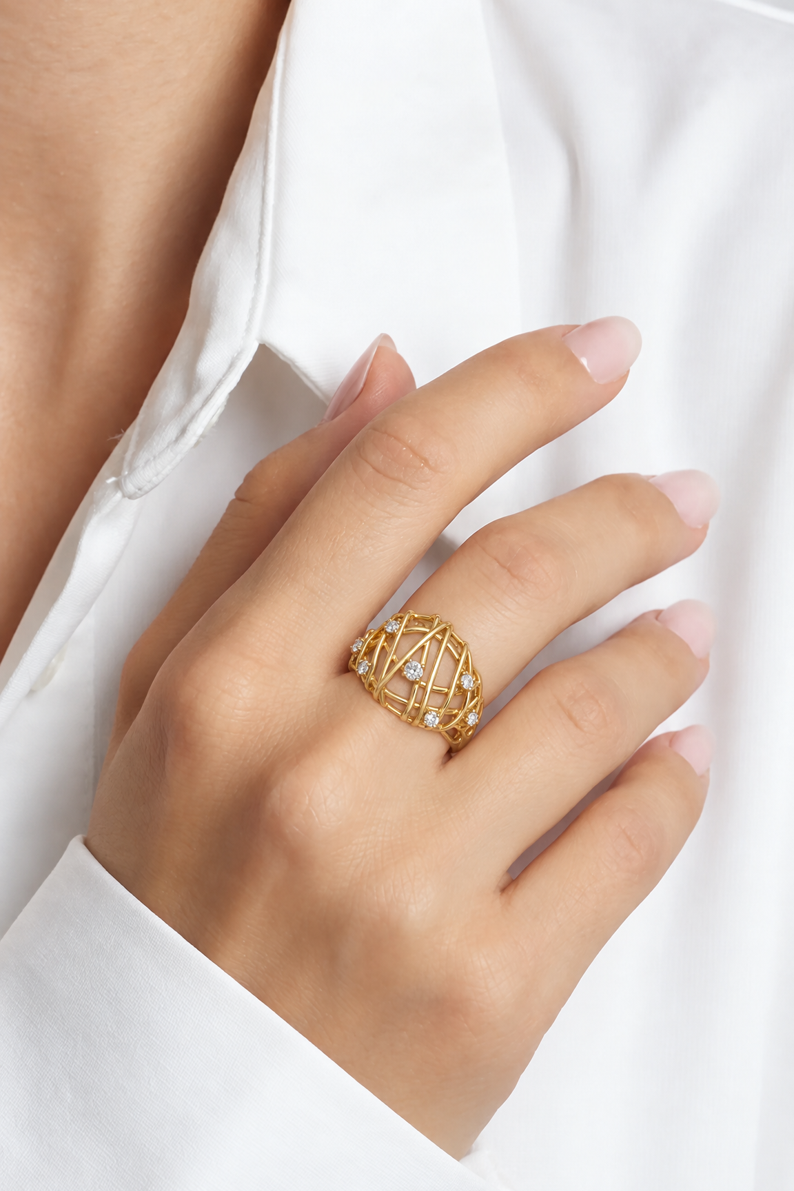 18K Gold Cubic Zirconia Ring