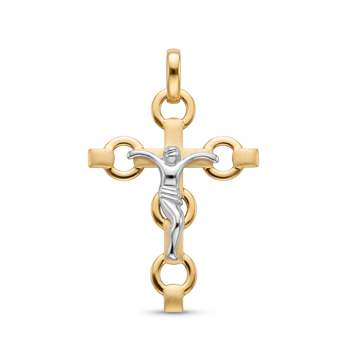 18K Two Tone Gold Crucifix Pendant
