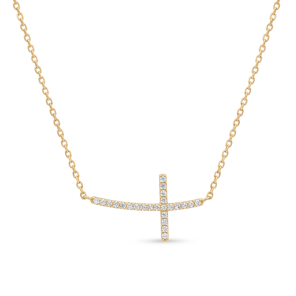 Diamond Yellow Gold Cross Chain Necklace