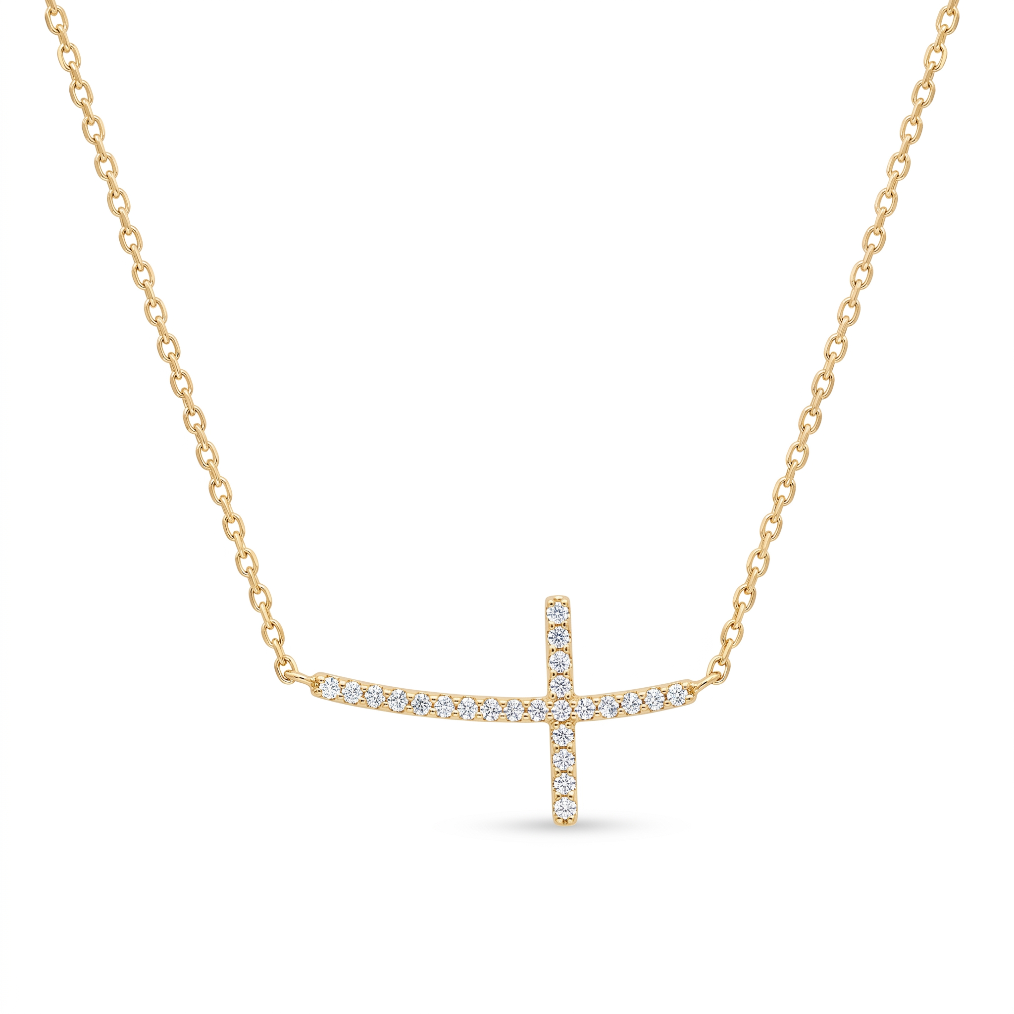 Diamond Yellow Gold Cross Chain Necklace