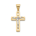 18K Two Tone Gold Crucifix Pendant