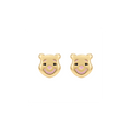 18K Yellow Gold Black & Pink  Enamel Stud Earring