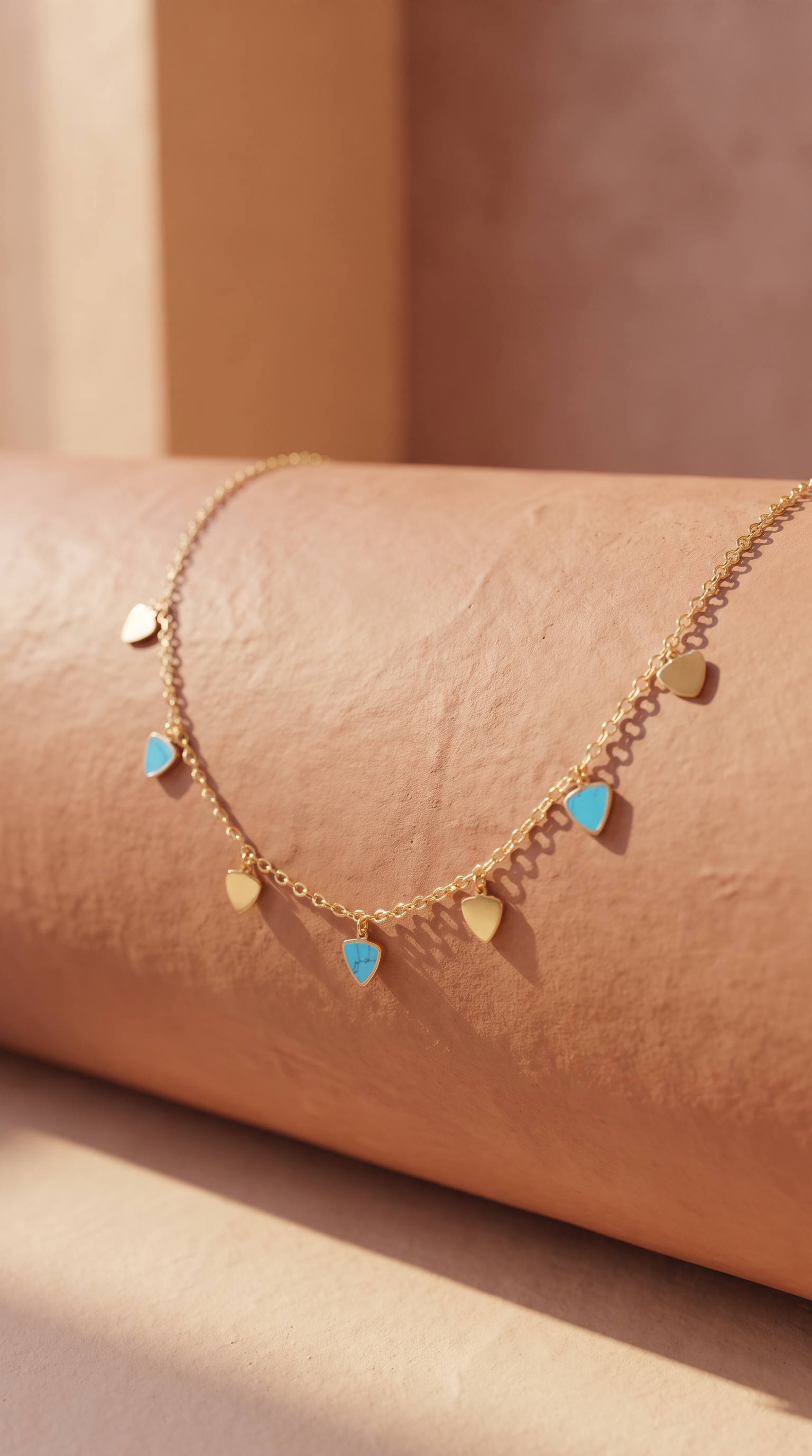 18K Yellow Gold Turquoise Chain Necklace