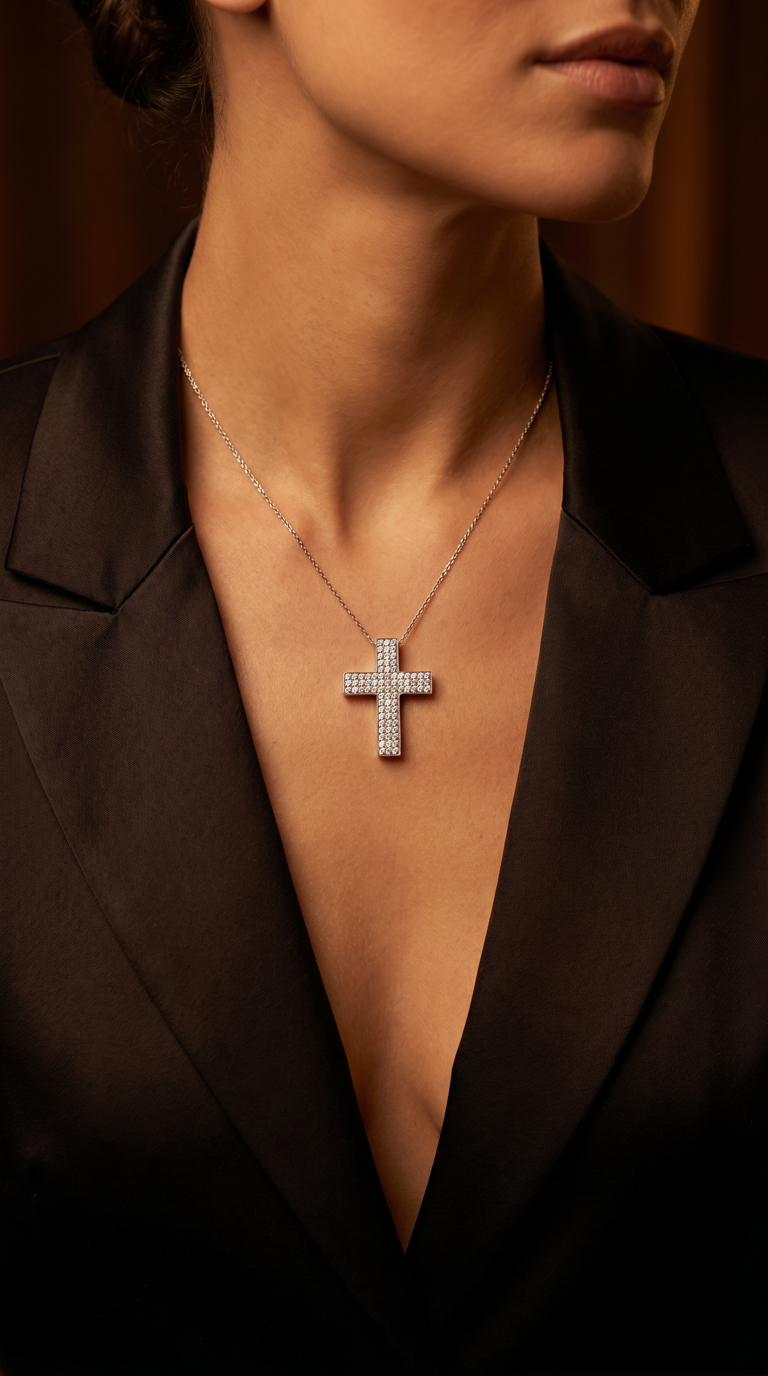 Diamond White Gold Cross Necklace