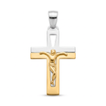 18K Two Tone Gold Crucifix Pendant