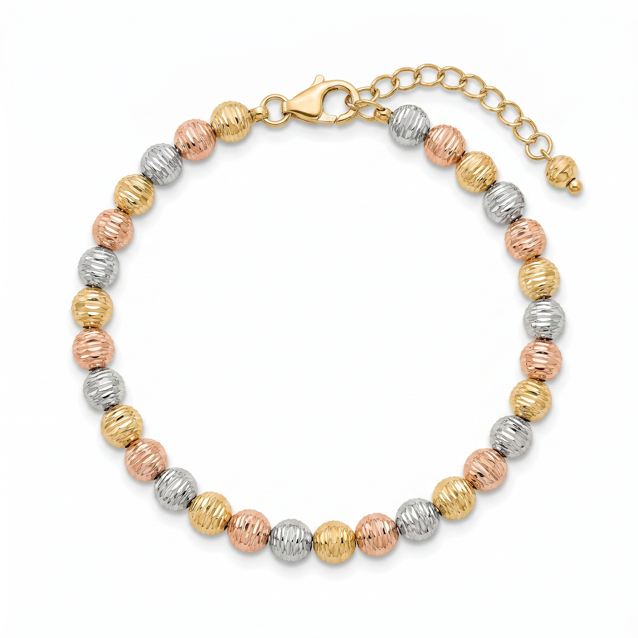 18K Multicolor Gold Beaded Bracelet