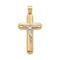 18K Two Tone Gold Crucifix Pendant
