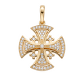 18K Yellow Gold Cubic Zirconia Jerusalem Cross Pendant