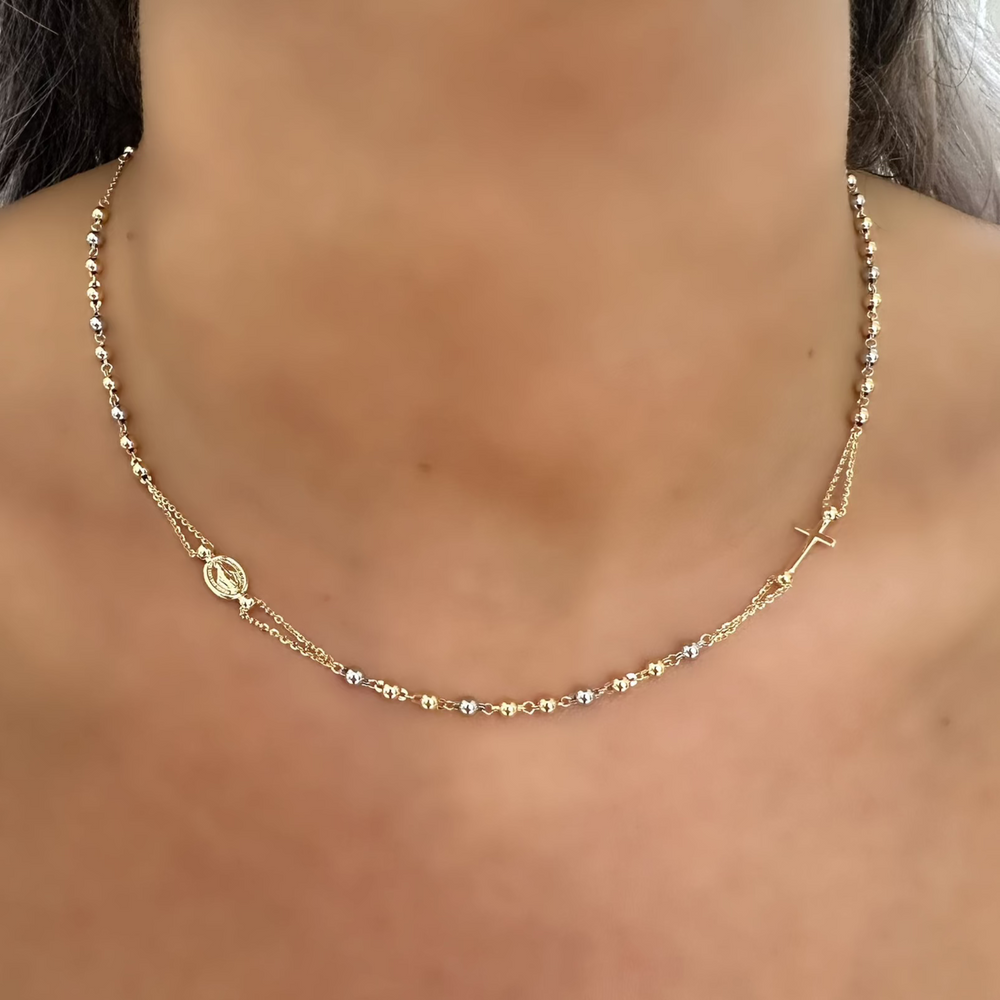 18K Gold Rosary Necklace