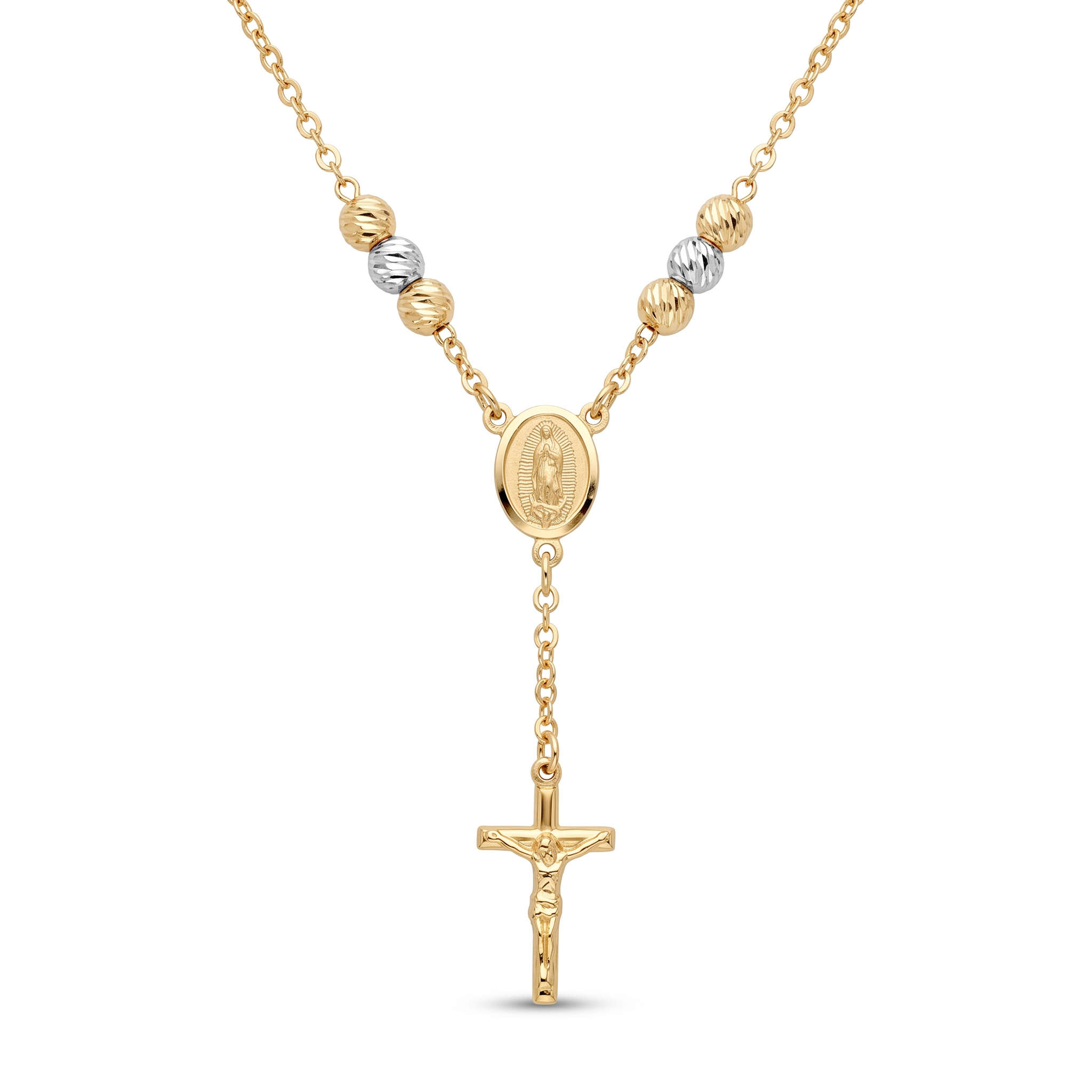 18K Two Tone Rosary Necklace