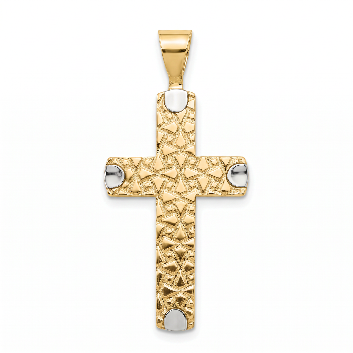 18K Two Tone Gold Cross Pendant