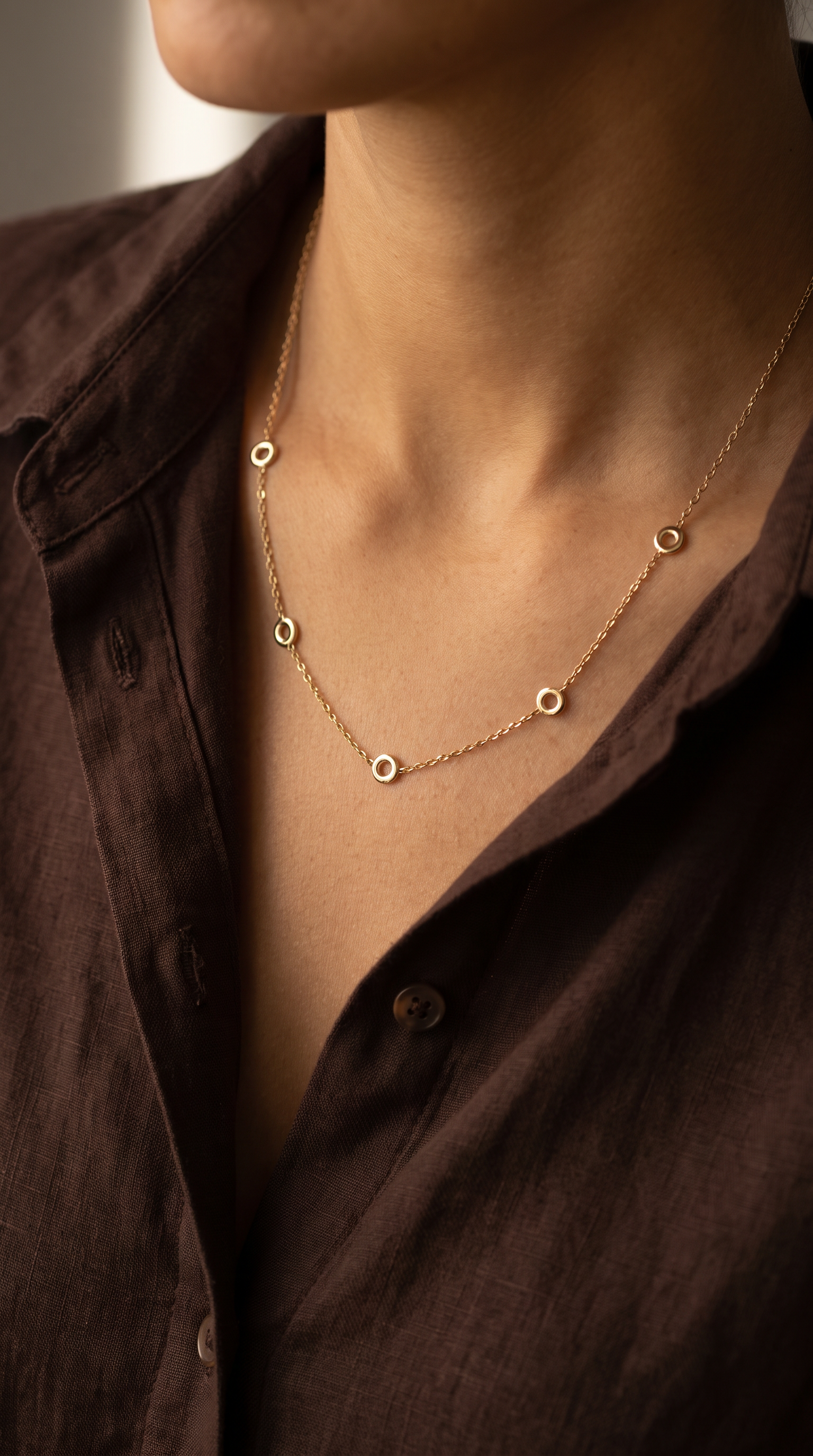 18K Yellow Gold Circle Chain Necklace