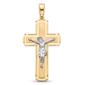 18K Two Tone Gold Crucifix Pendant
