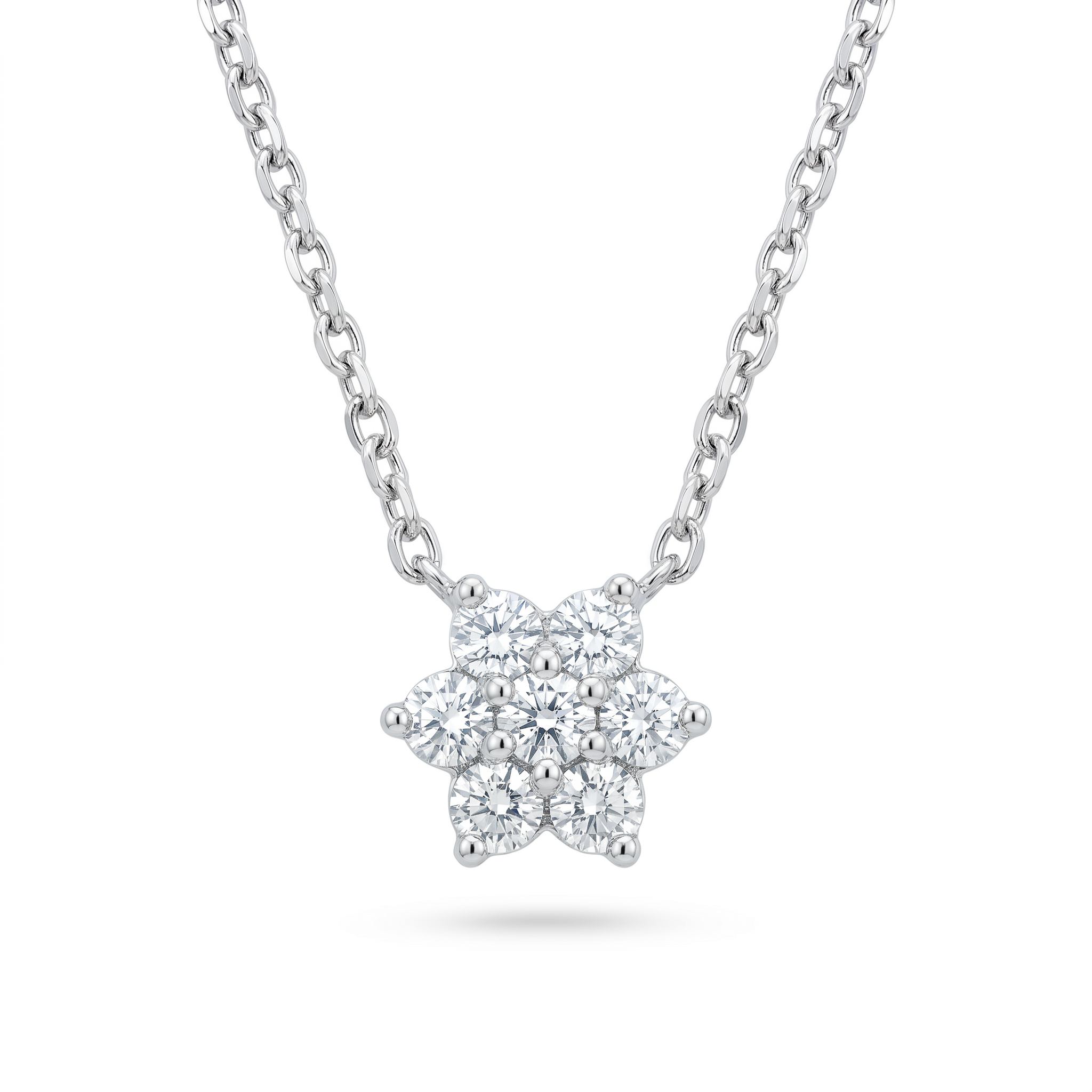 Diamond White Gold Flower Necklace