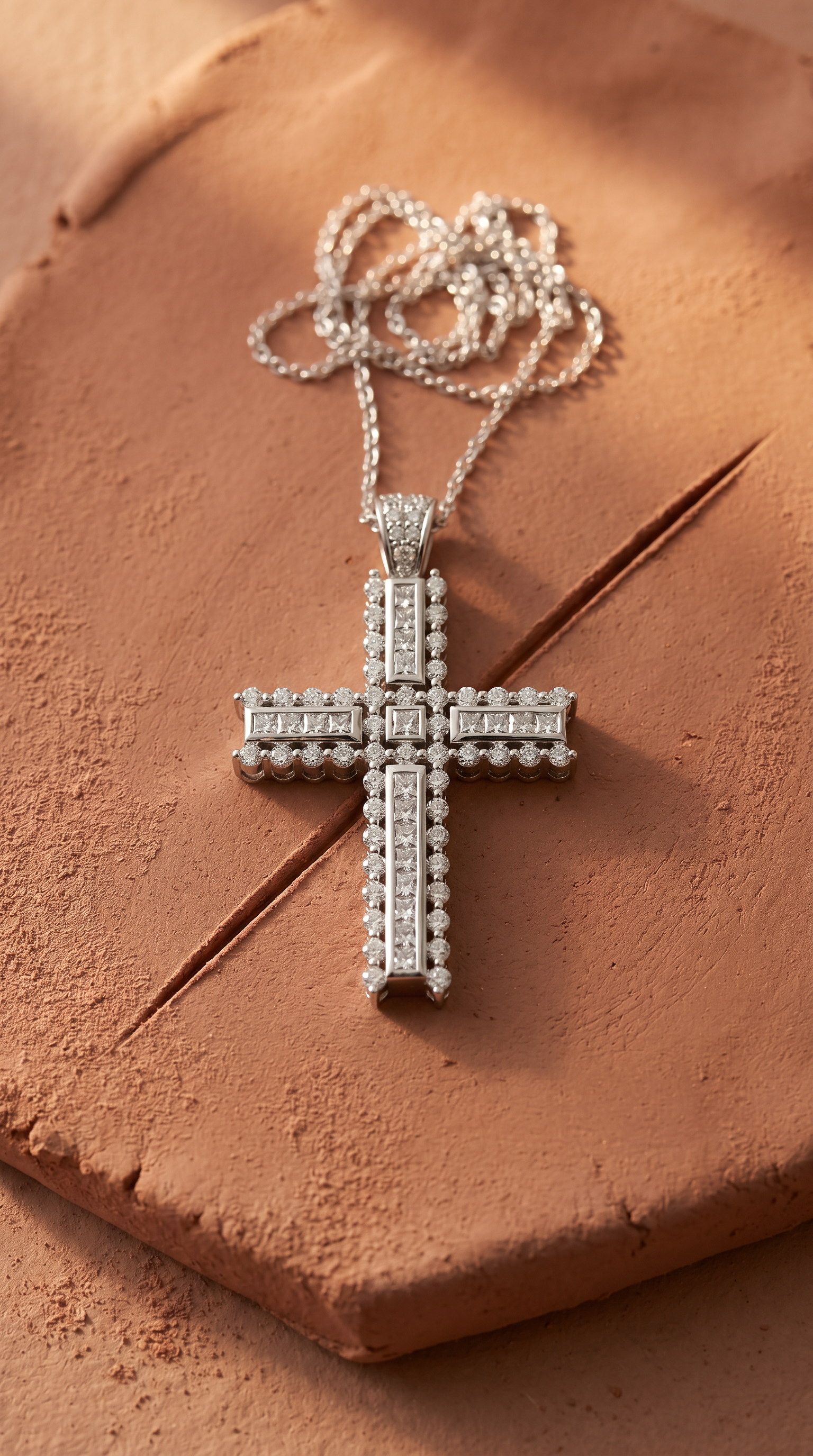 Diamond White Gold Cross Necklace