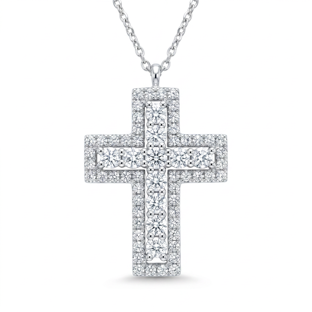 Diamond White Gold Cross Necklace