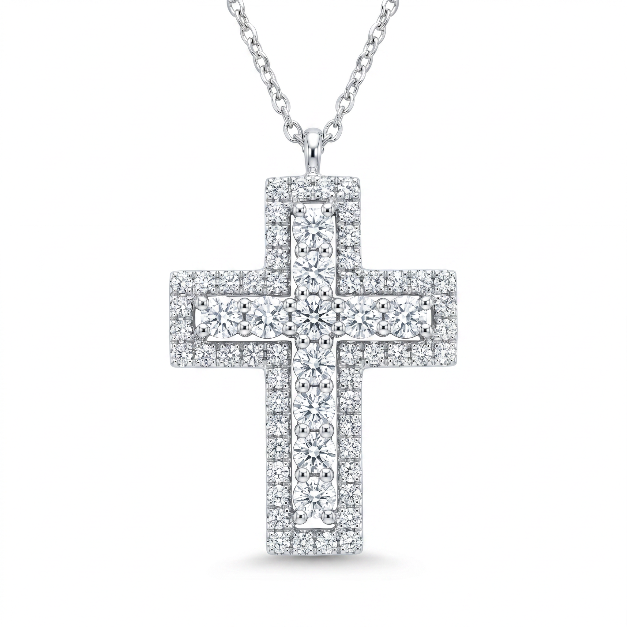 Diamond White Gold Cross Necklace