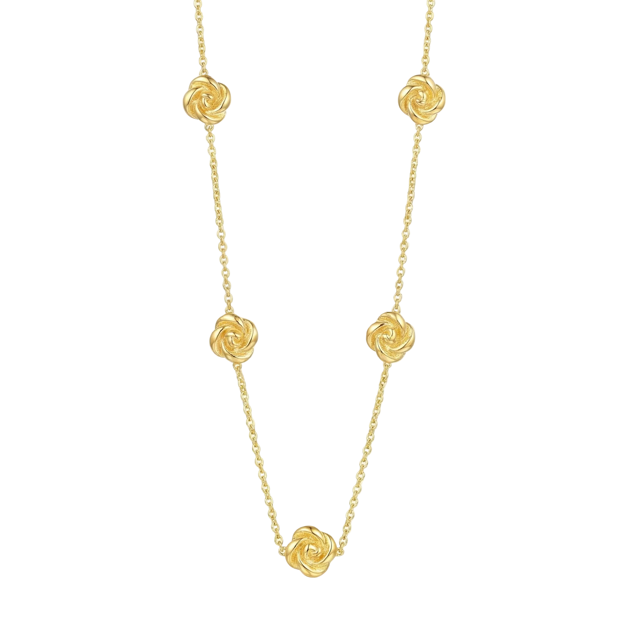 18K Yellow Gold Rose Flower Chain Necklace