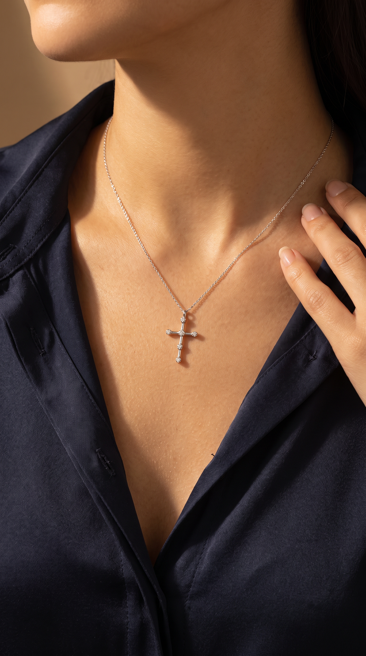 Diamond White Gold Cross Necklace