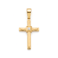 18K Yellow Gold Cubic Zirconia Cross Pendant