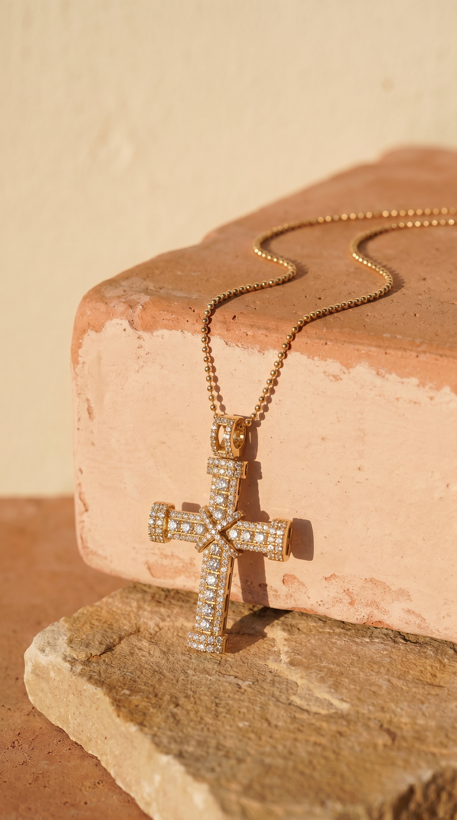 Diamond Yellow Gold Cross Necklace