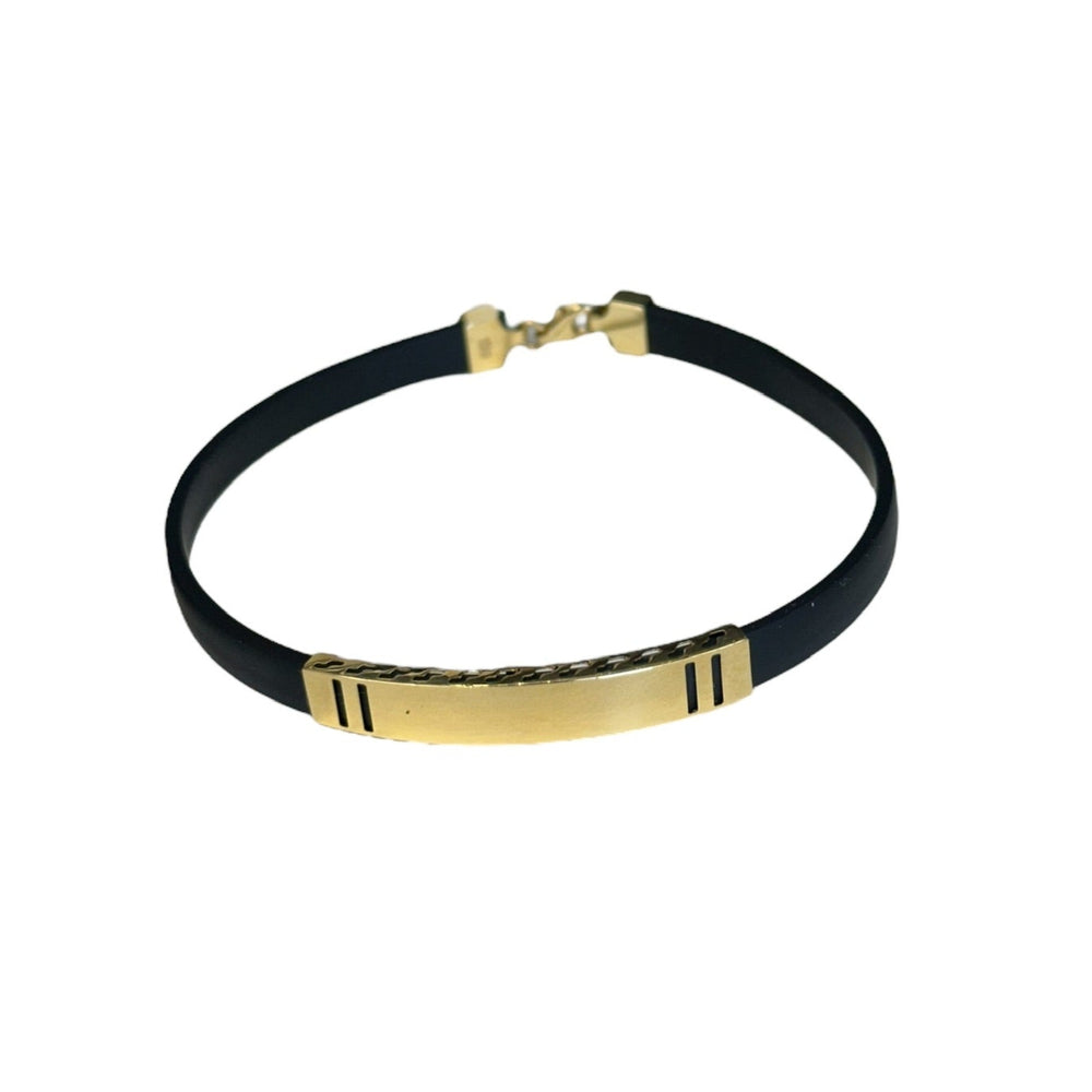 18K Gold Black Rubber Bracelet