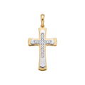 18K Two Tone Gold Cubic Zirconia Cross Pendant