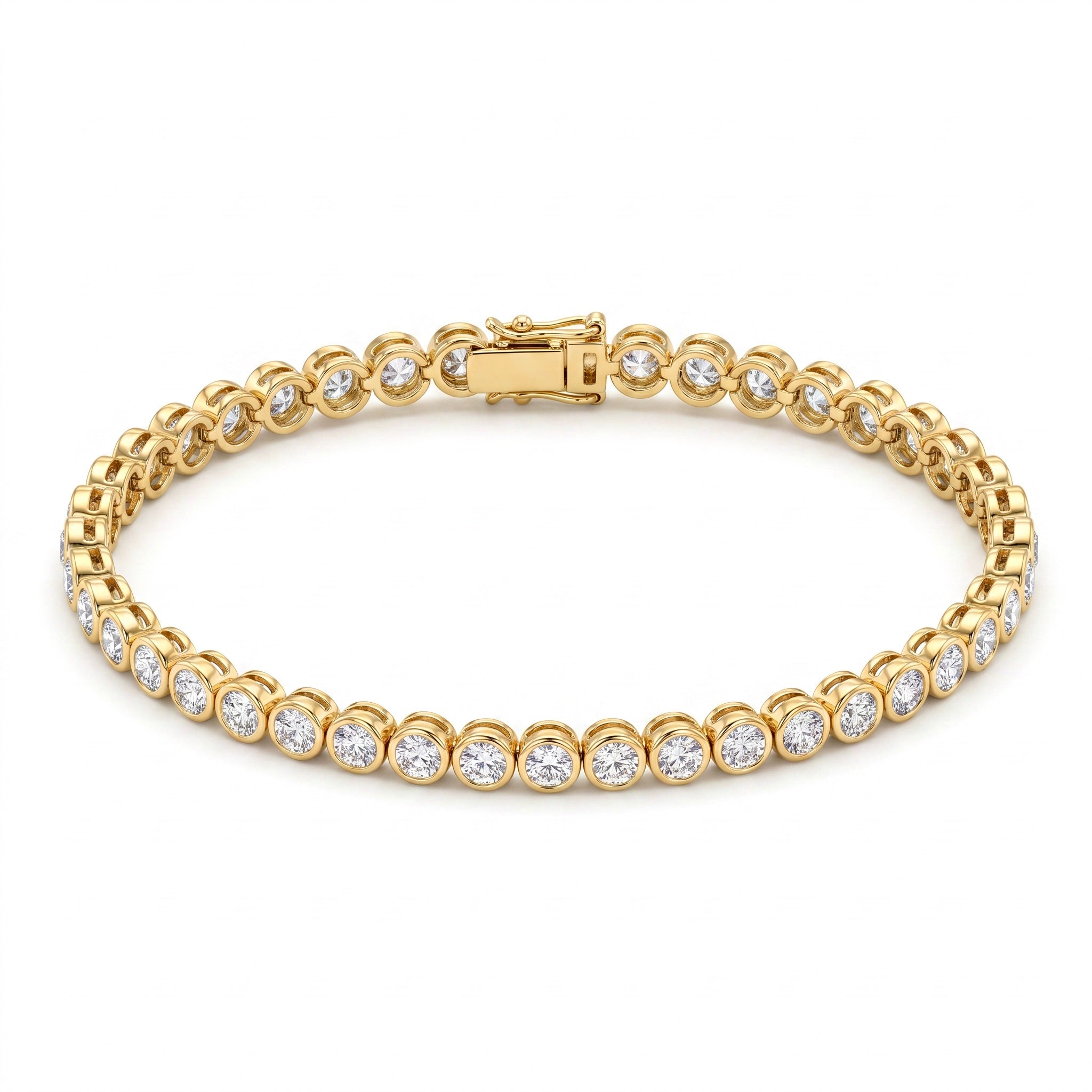 Diamond Yellow Gold Bezel Tennis Bracelet