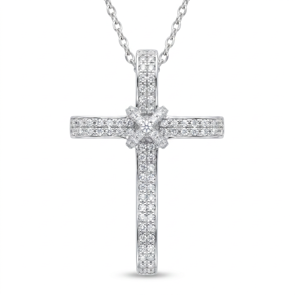 Diamond White Gold Cross Necklace