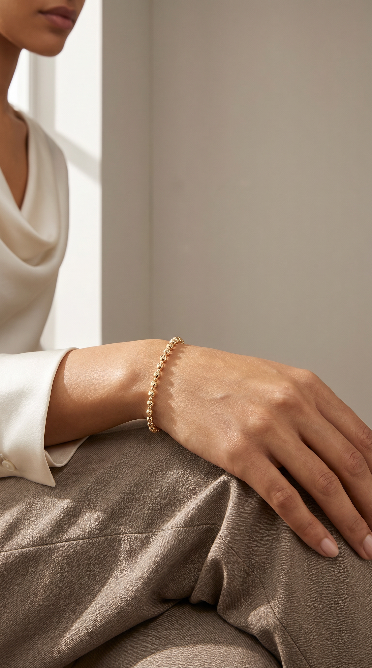18K Yellow Gold Beaded Bracelet