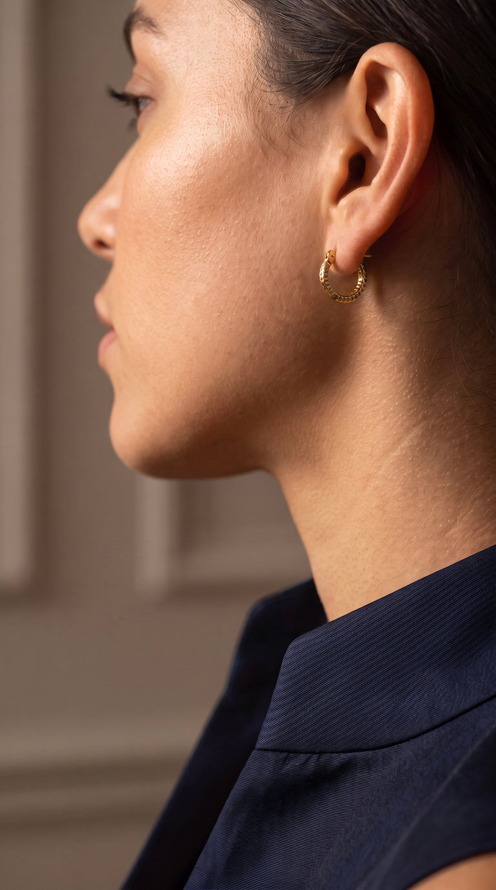18K Yellow Gold Circle Hoop Earring