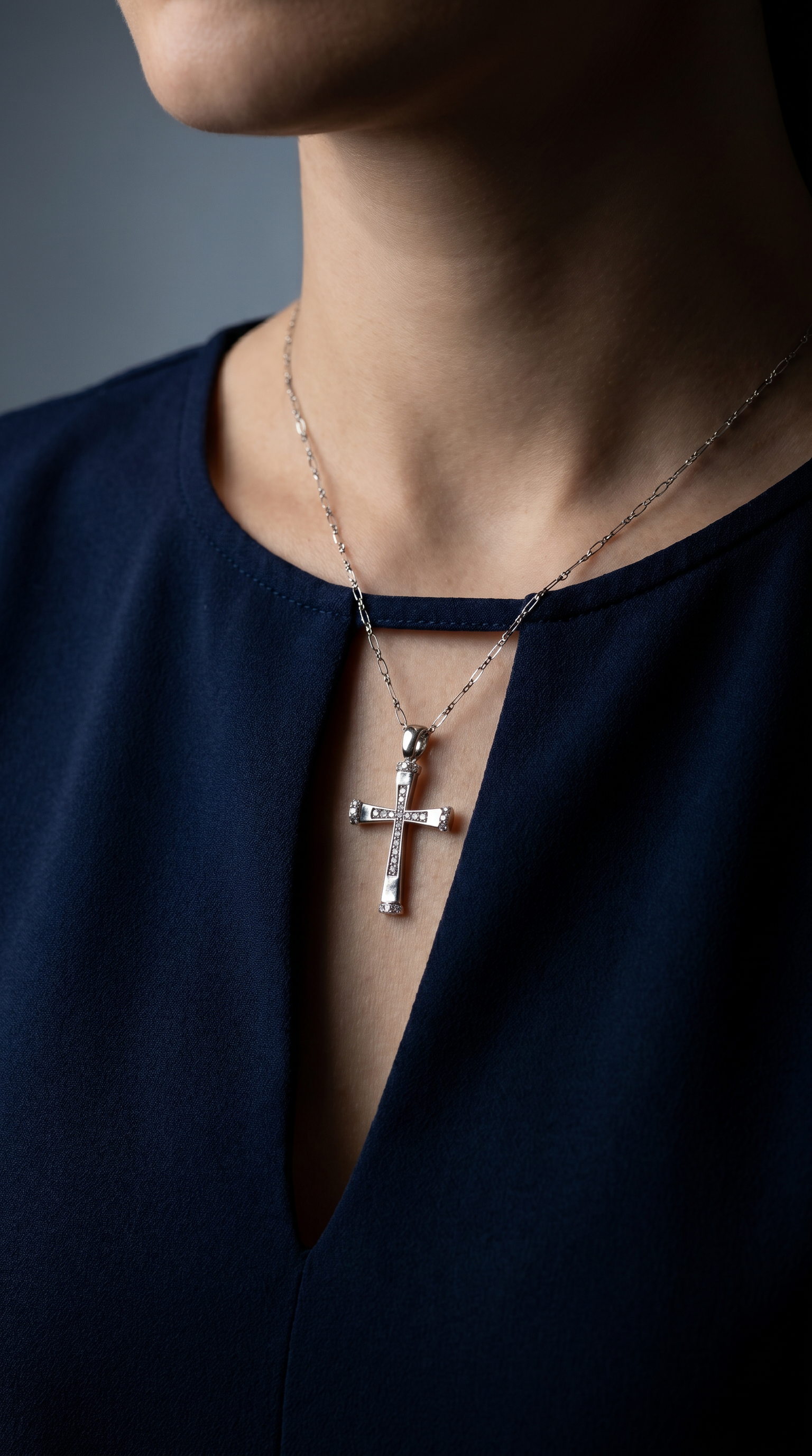 Diamond White Gold Cross Necklace