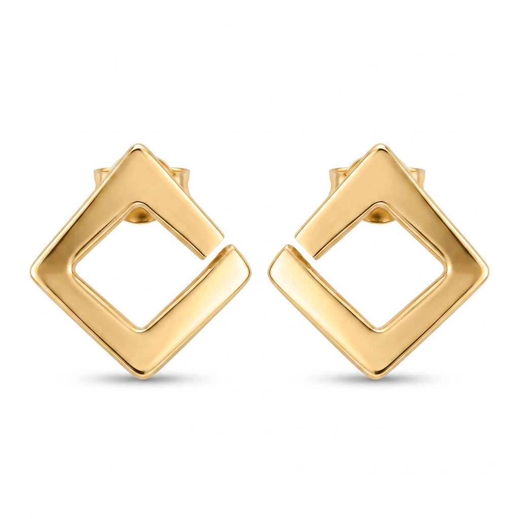 18K Yellow Gold Rhombus Drop Earring