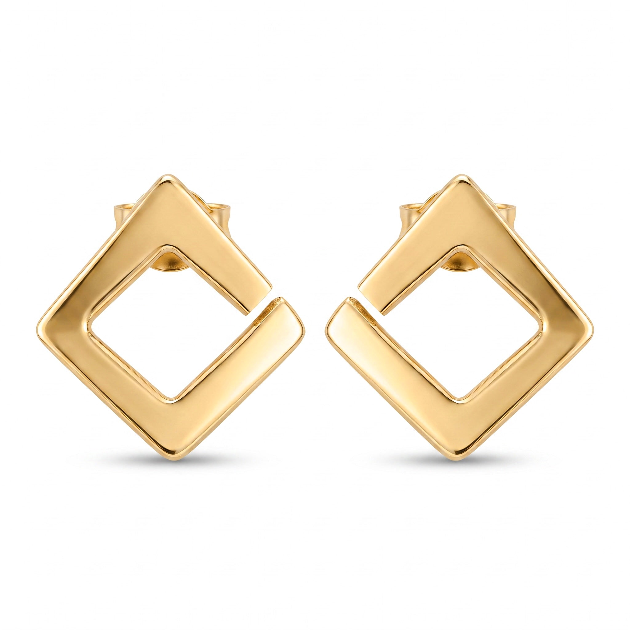 18K Yellow Gold Rhombus Drop Earring