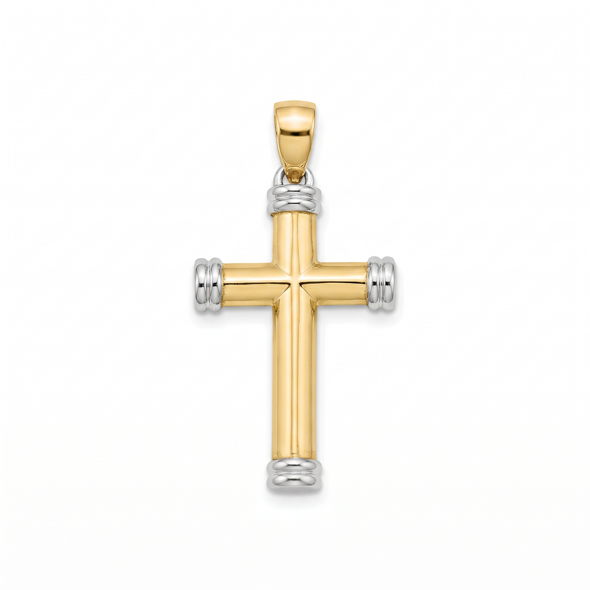 18K Two Tone Gold Cross Pendant