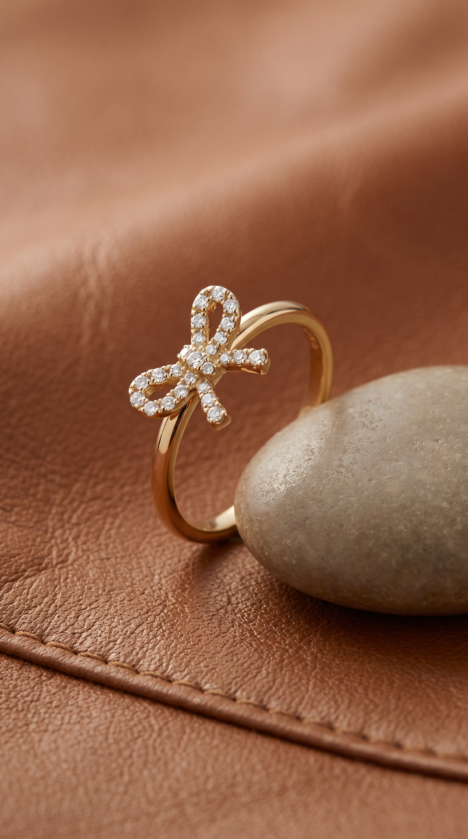 Diamond Yellow Gold Bow Ring