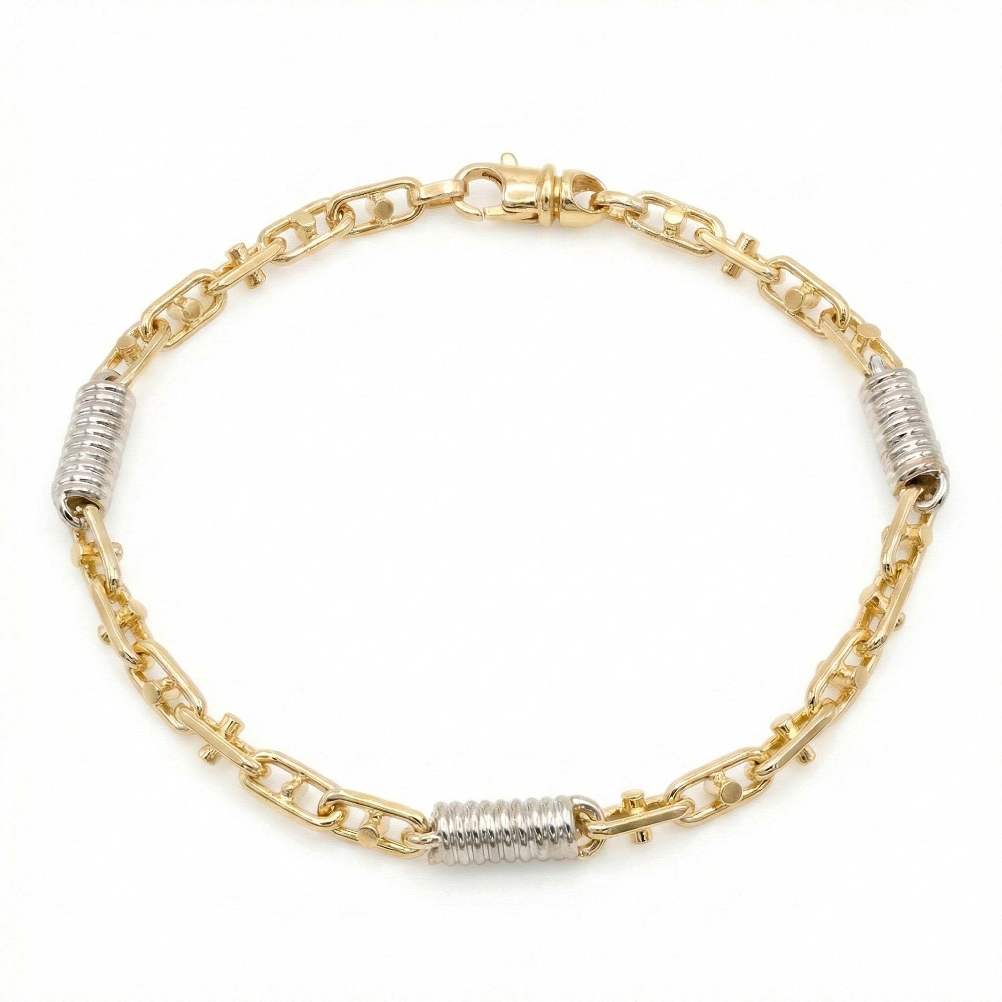 Men 18K Two Tone Gold Chain Bracelet