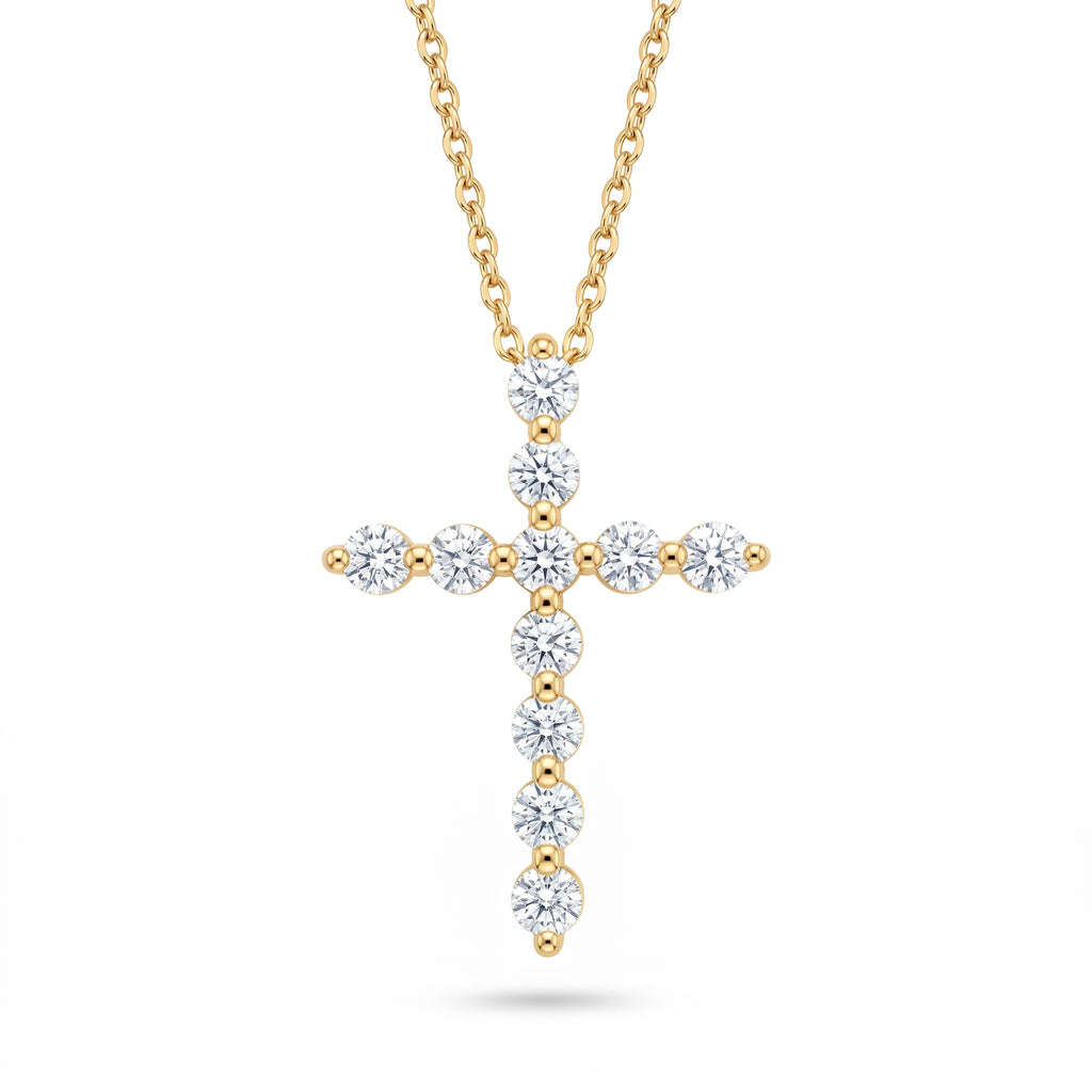 Diamond Yellow Gold Cross Chain Necklace