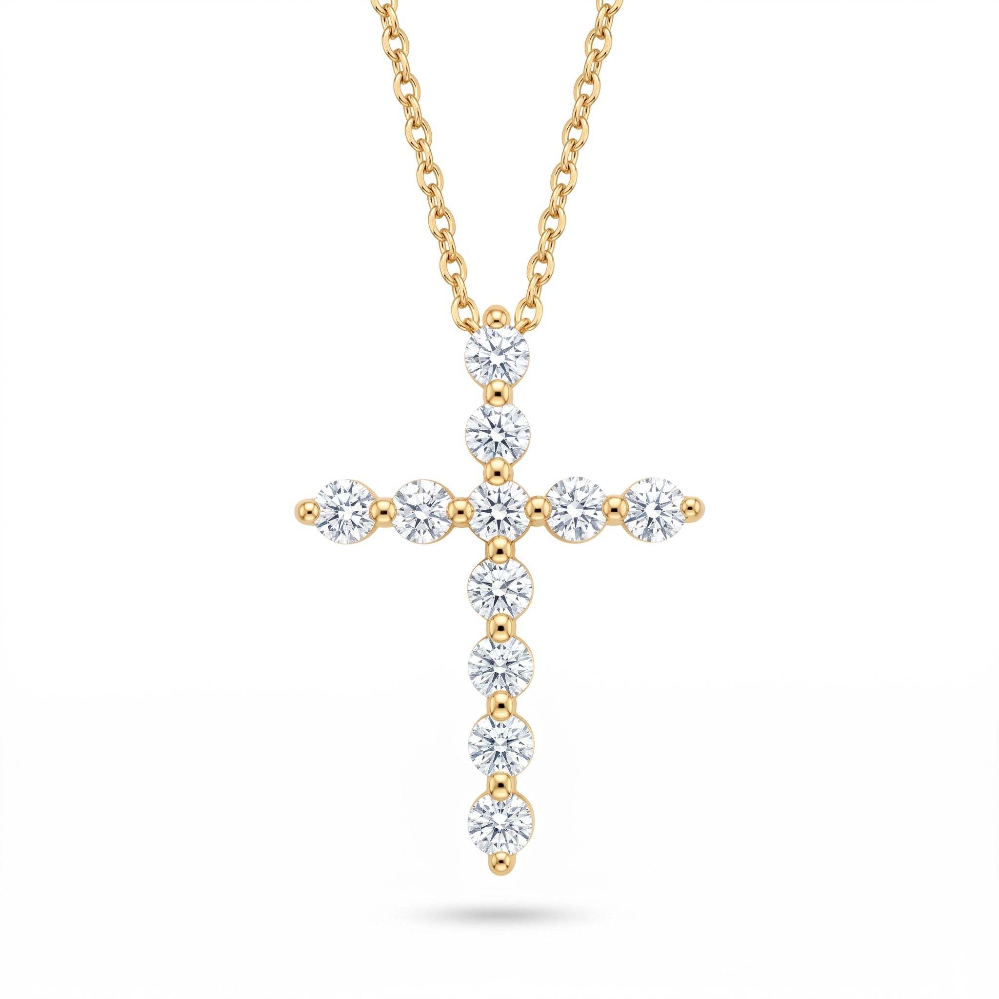 Diamond Yellow Gold Cross Chain Necklace