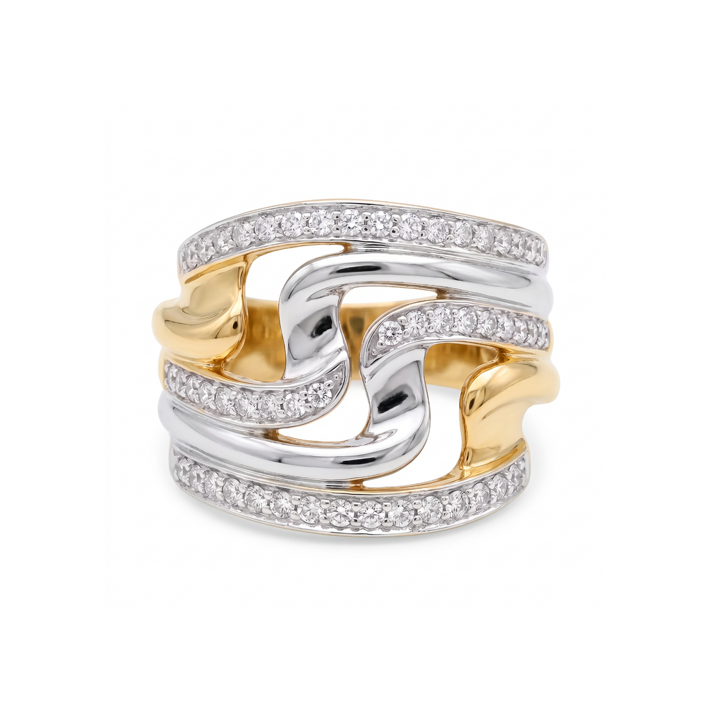 18K Two Tone Gold Cubic Zirconia Ring