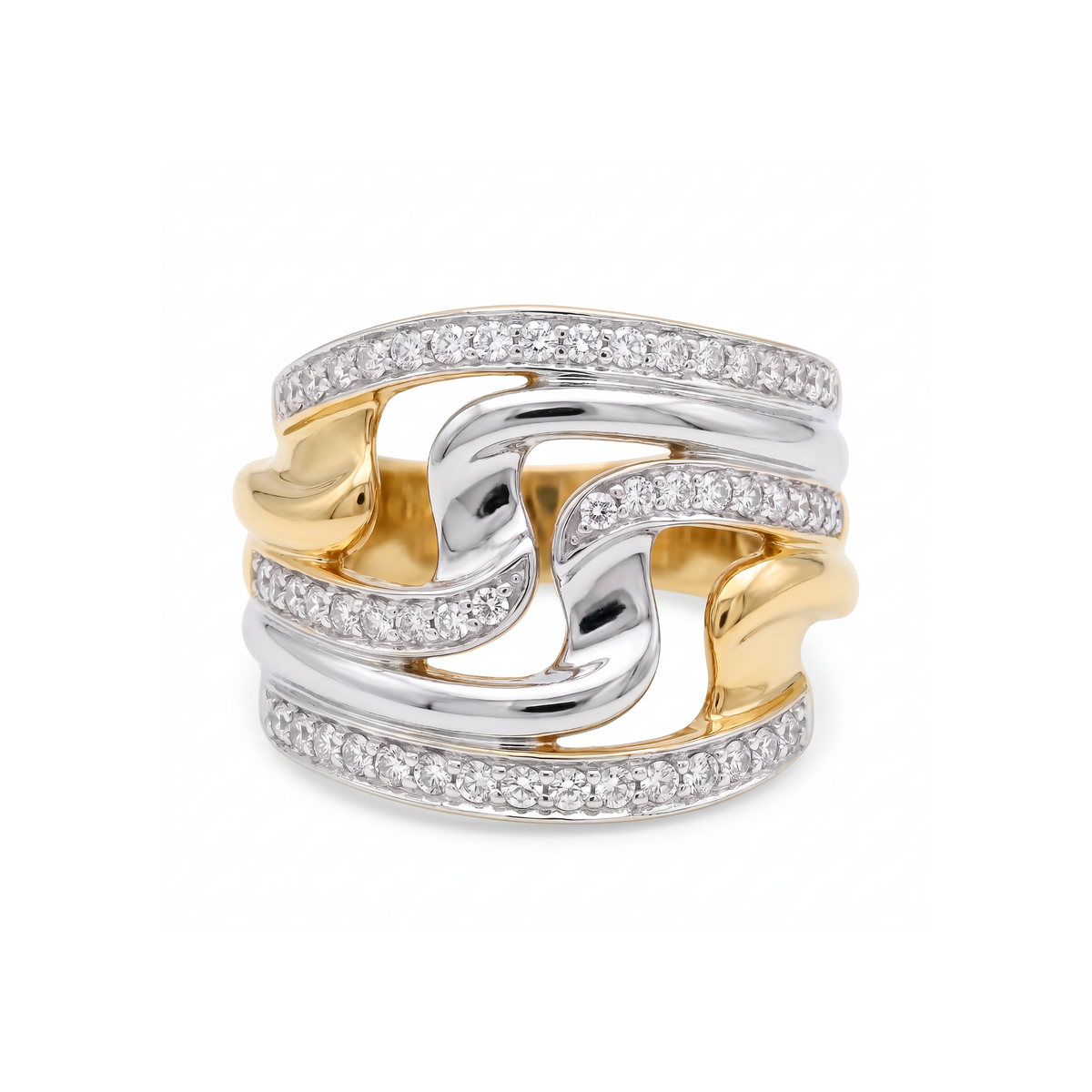 18K Two Tone Gold Cubic Zirconia Ring