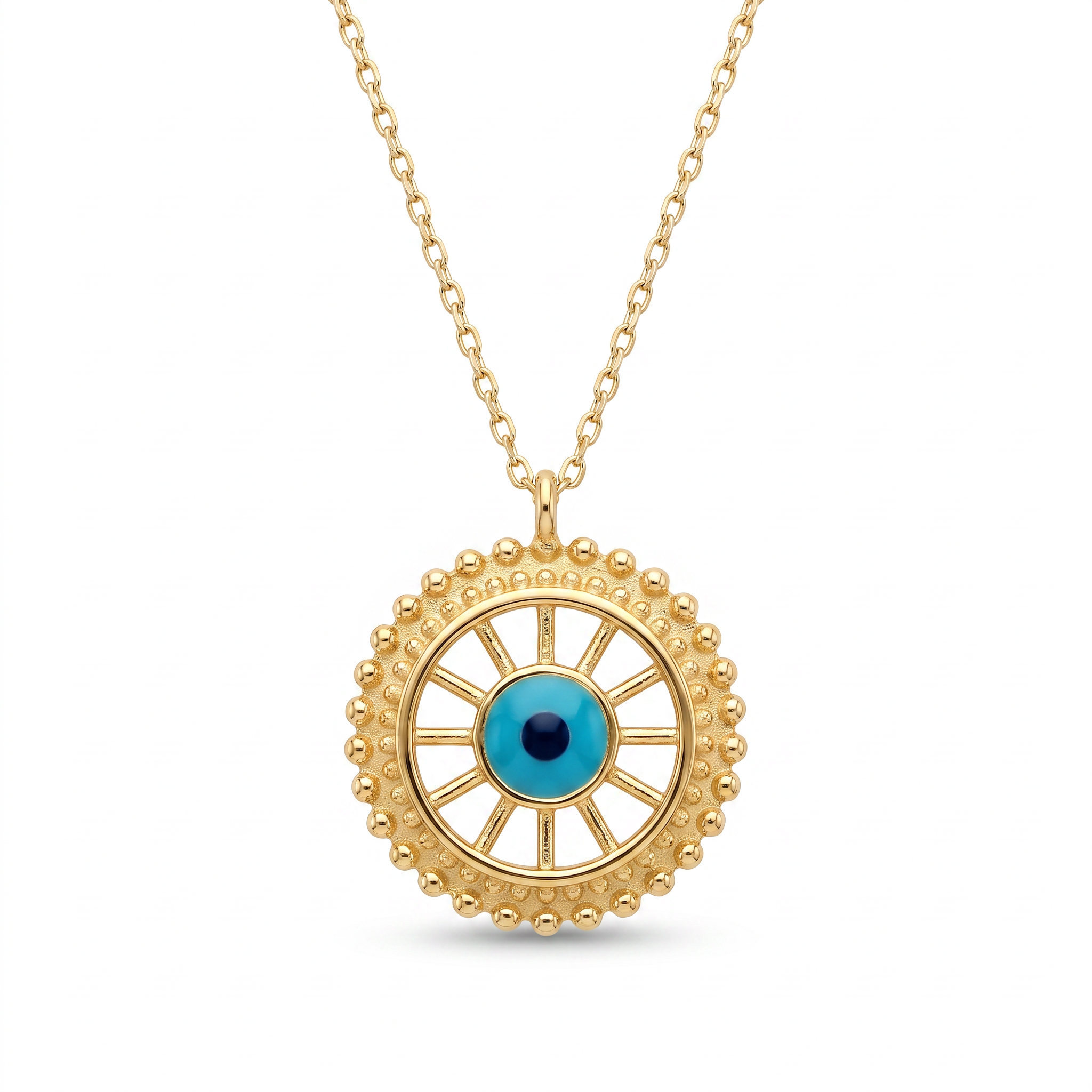 18K Yellow Gold Evil Eye Necklace
