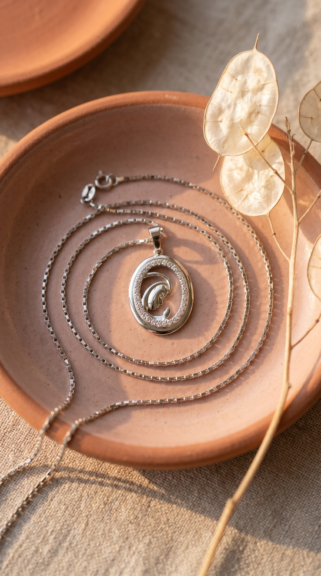 Diamond White Gold Mary Necklace
