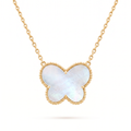 18K Yellow Gold Mother Of Pearl Butterfly Necklace